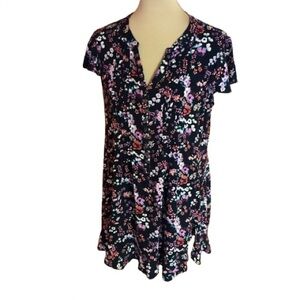 Intro blue floral feminine tunic